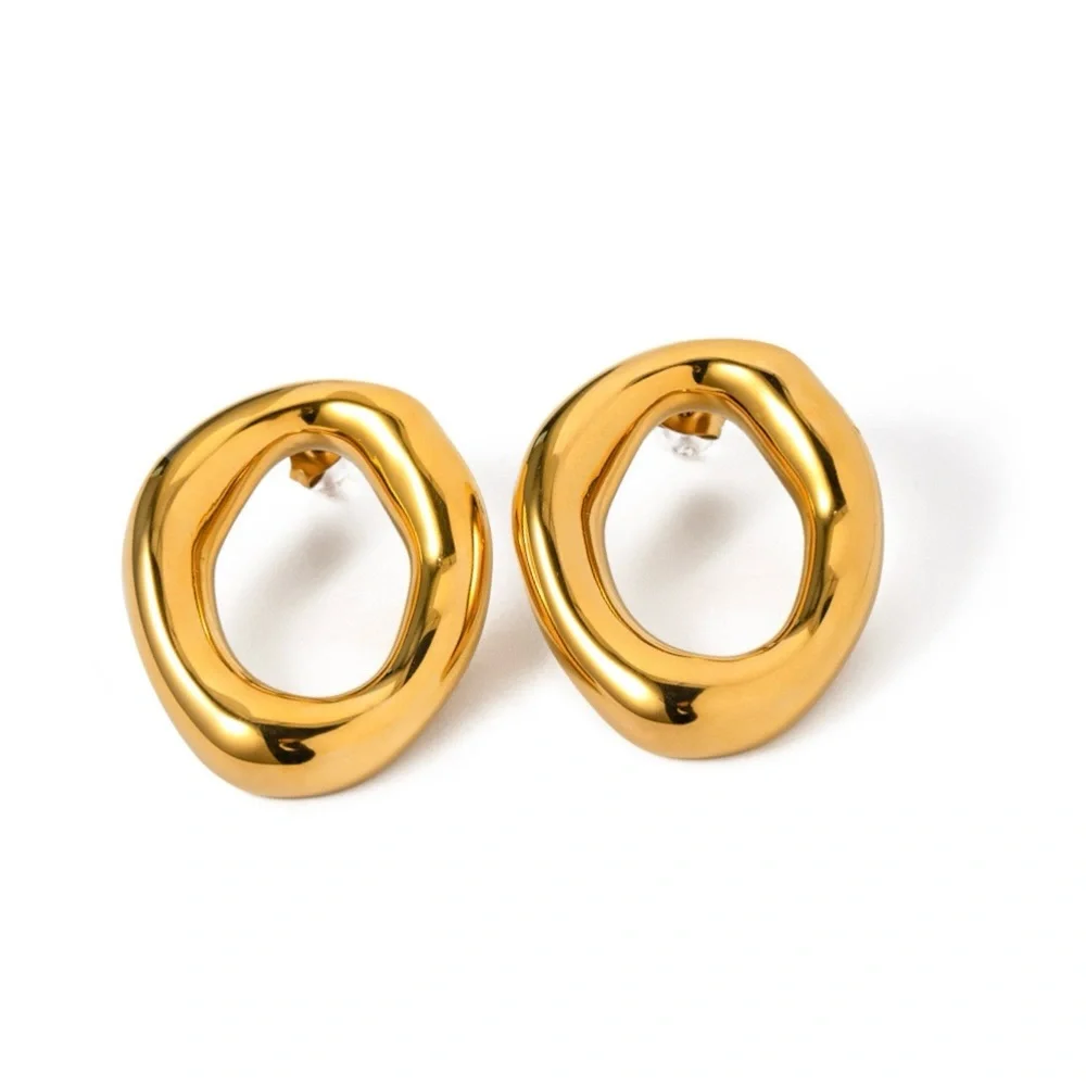 18K Gold Plated Circle Earrings*Minimalist Design*Geometric*Statement Earrings - Picture 6 of 8